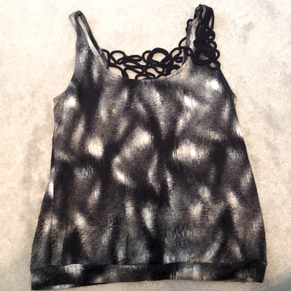 Black and white tank with back detailing